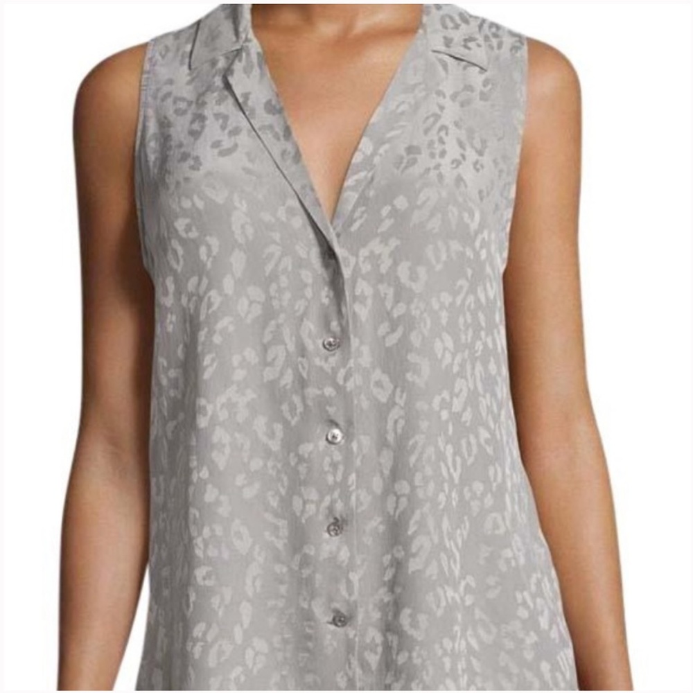 EQUIPMENT EUC Adalyn Sleeveless Leopard Print Button Up Blouse in Grey Size S